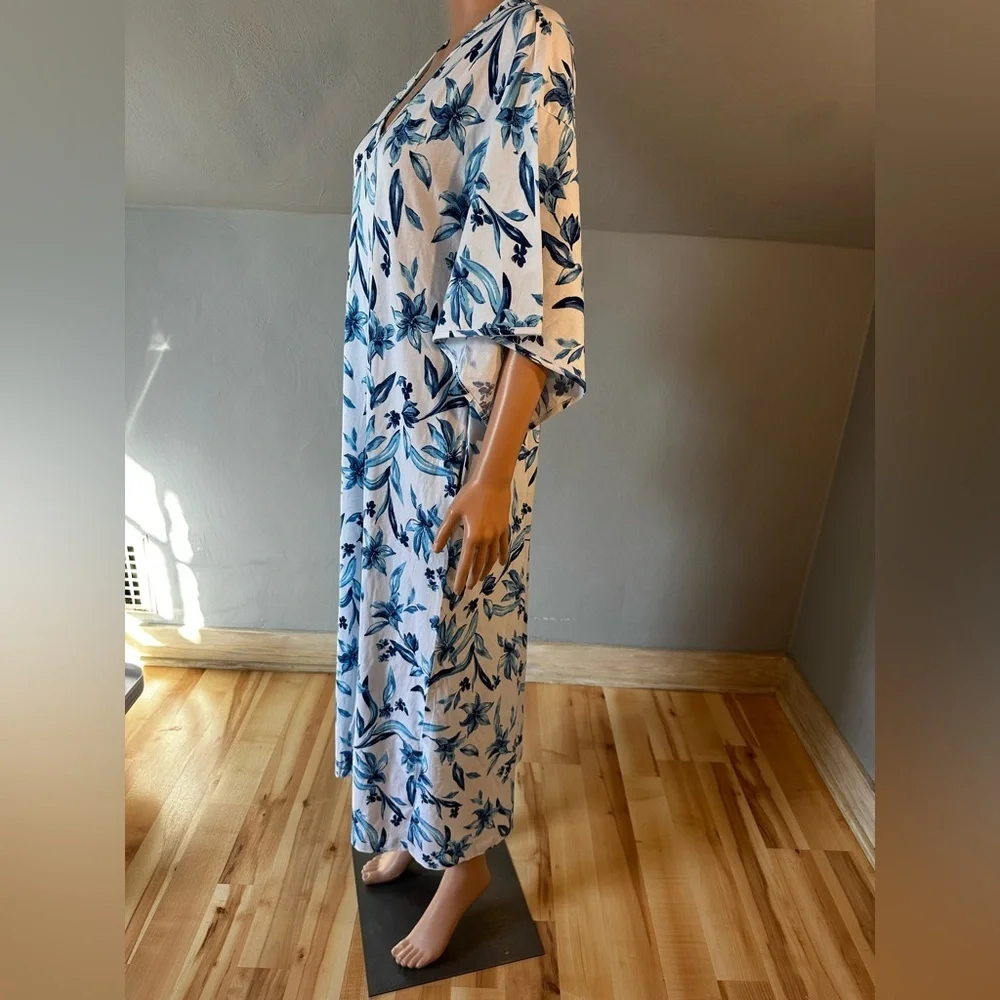 Petite Plume Pima Cotton Sounds of Santorini Caftan Size Small NWT